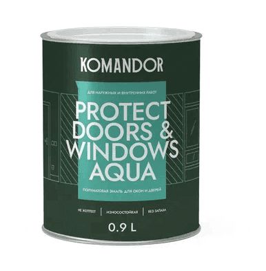 Эмаль для окон и дверей полуматовая PROTECT DOORS&WINDOWS AQUA БАЗА C 0,9 Л